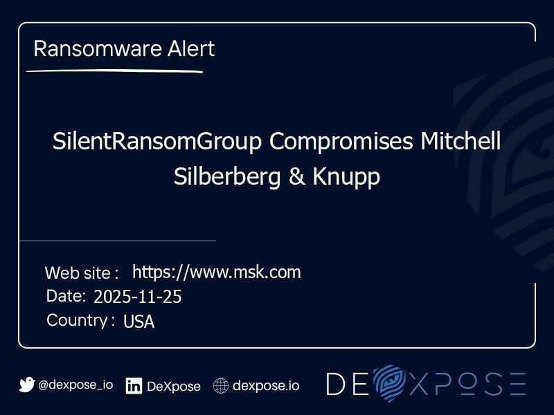 SilentRansomGroup Compromises Mitchell Silberberg & Knupp