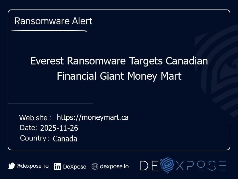 Everest Ransomware Targets Canadian Financial Giant Money Mart