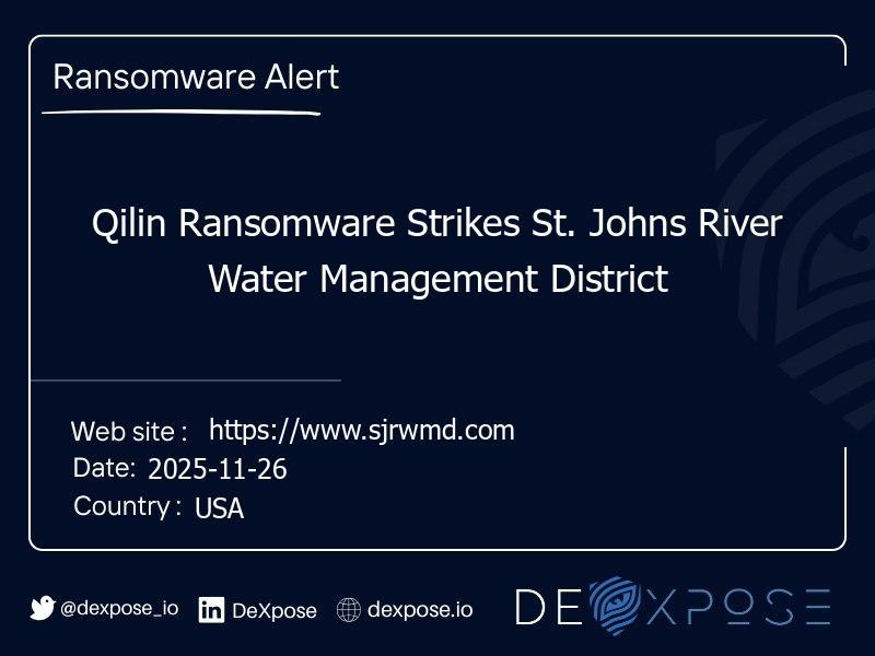 Qilin Ransomware Strikes St. Johns River Water Management District