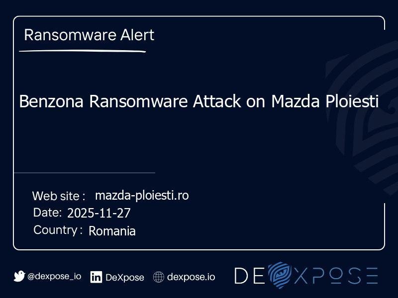 Benzona Ransomware Attack on Mazda Ploiesti