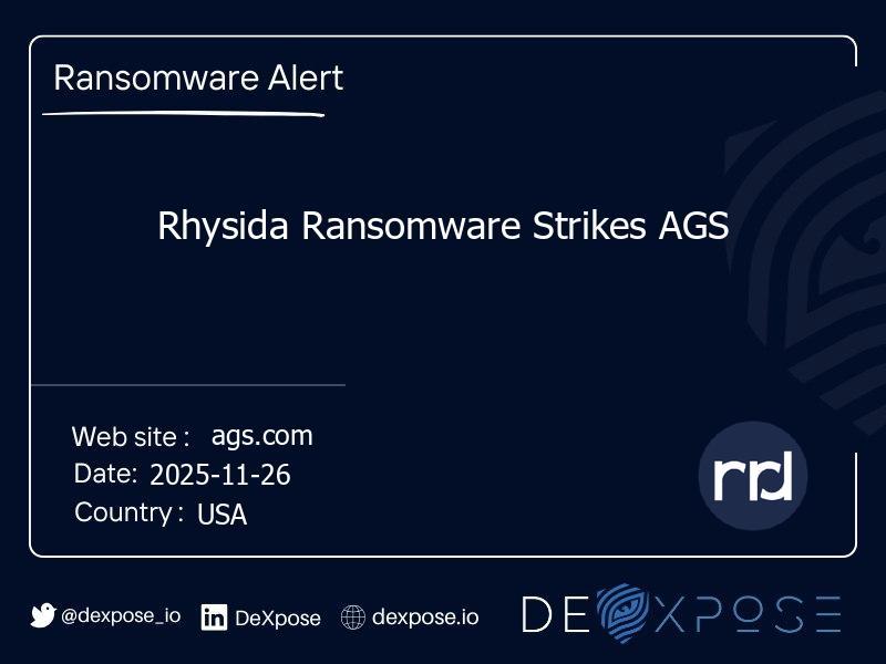 Rhysida Ransomware Strikes AGS
