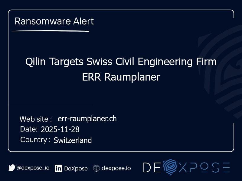Qilin Targets Swiss Civil Engineering Firm ERR Raumplaner