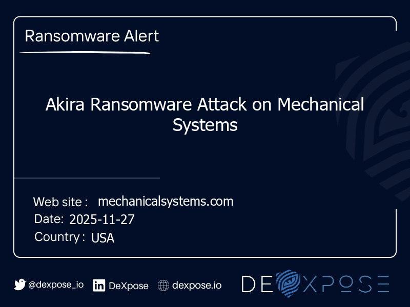 Akira Ransomware Attack on Mechanical Systems