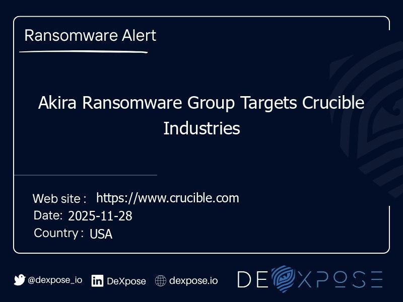 Akira Ransomware Group Targets Crucible Industries