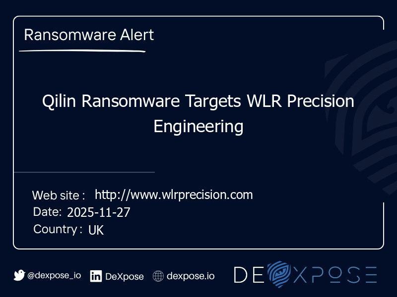 Qilin Ransomware Targets WLR Precision Engineering