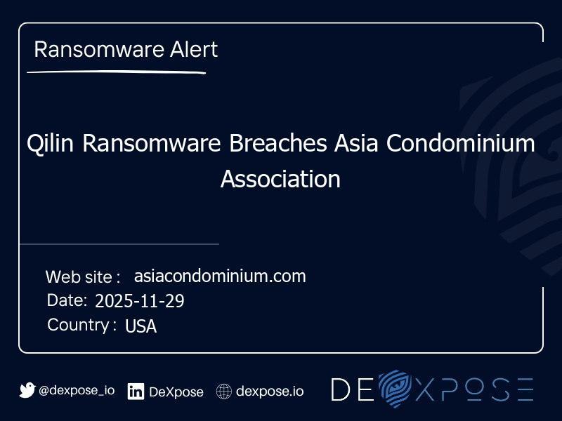 Qilin Ransomware Breaches Asia Condominium Association