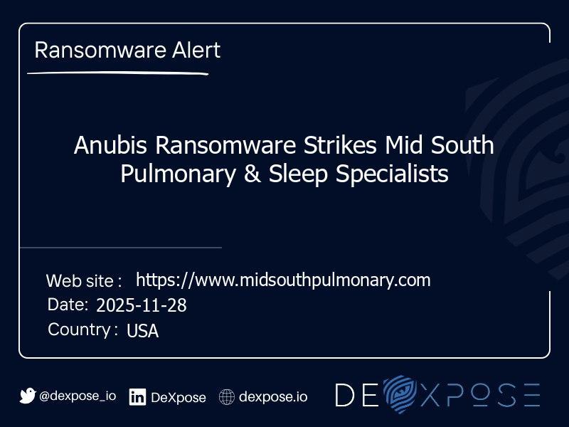 Anubis Ransomware Strikes Mid South Pulmonary & Sleep Specialists