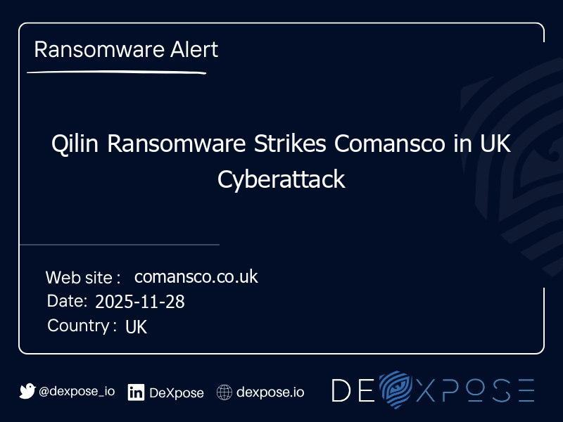 Qilin Ransomware Strikes Comansco in UK Cyberattack
