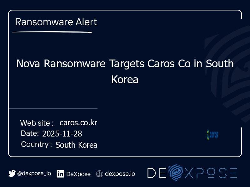 Nova Ransomware Targets Caros Co in South Korea