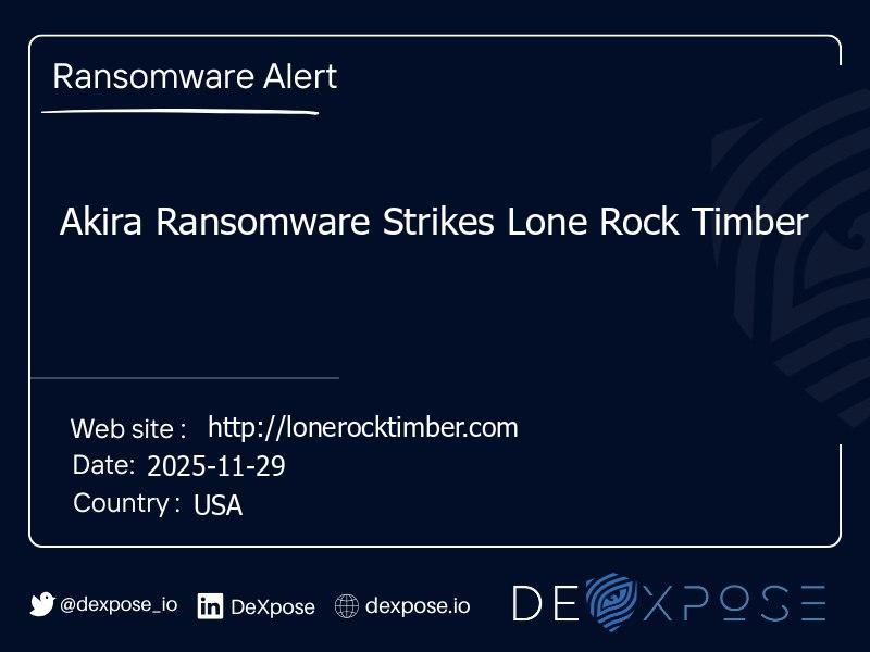 Akira Ransomware Strikes Lone Rock Timber