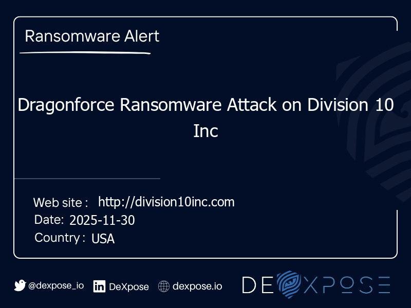 Dragonforce Ransomware Attack on Division 10 Inc