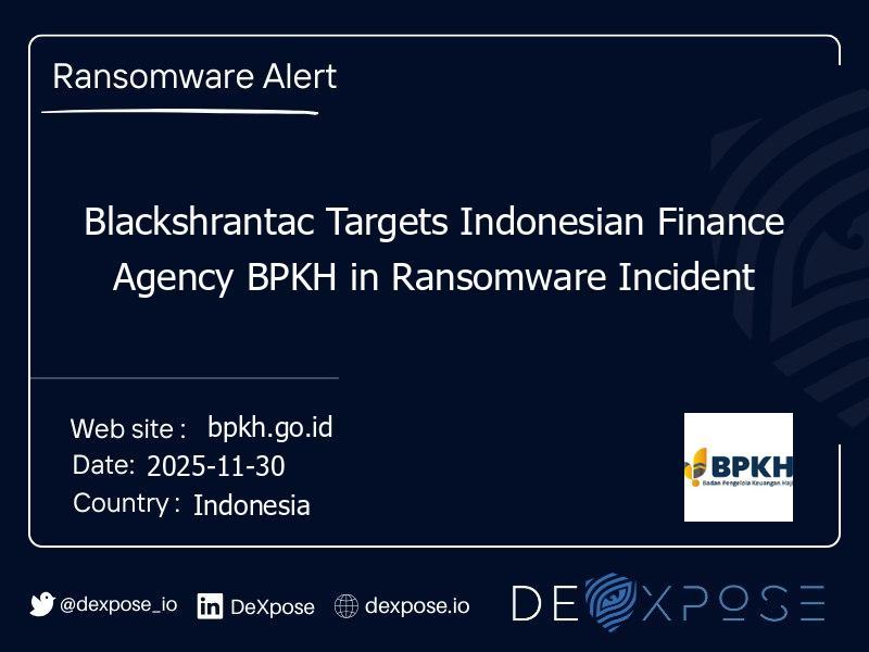 Blackshrantac Targets Indonesian Finance Agency BPKH in Ransomware Incident