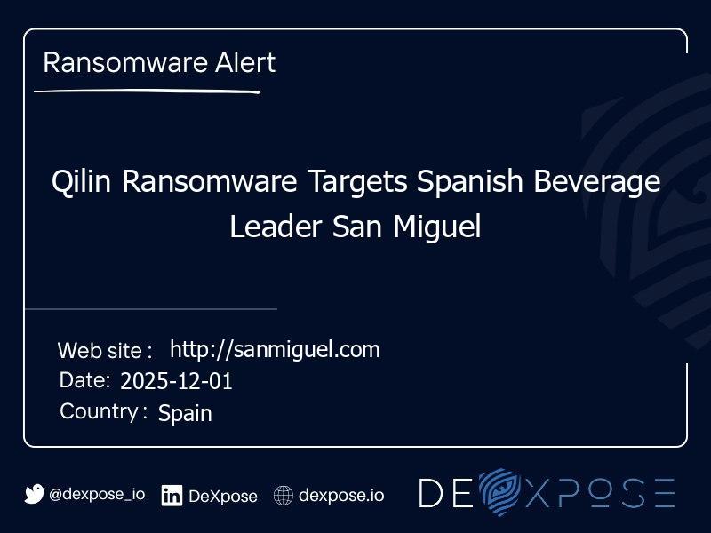 Qilin Ransomware Targets Spanish Beverage Leader San Miguel