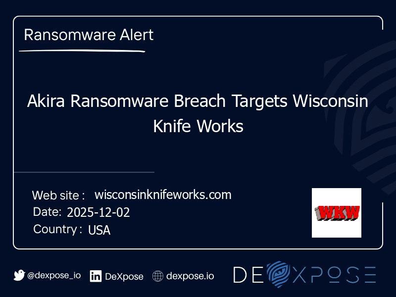 Akira Ransomware Breach Targets Wisconsin Knife Works