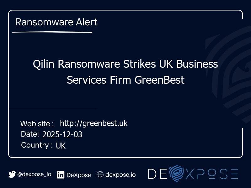Qilin Ransomware Strikes UK Business Services Firm GreenBest