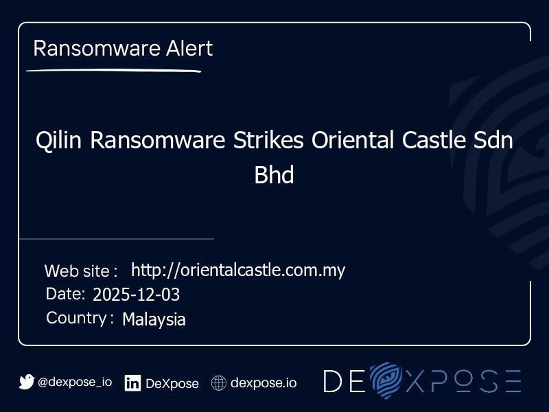 Qilin Ransomware Strikes Oriental Castle Sdn Bhd
