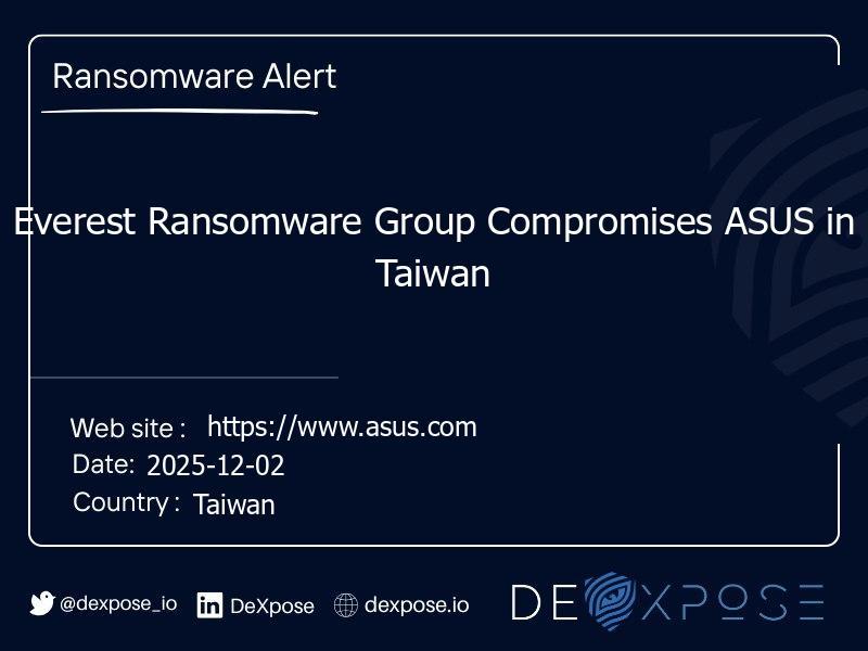 Everest Ransomware Group Compromises ASUS in Taiwan