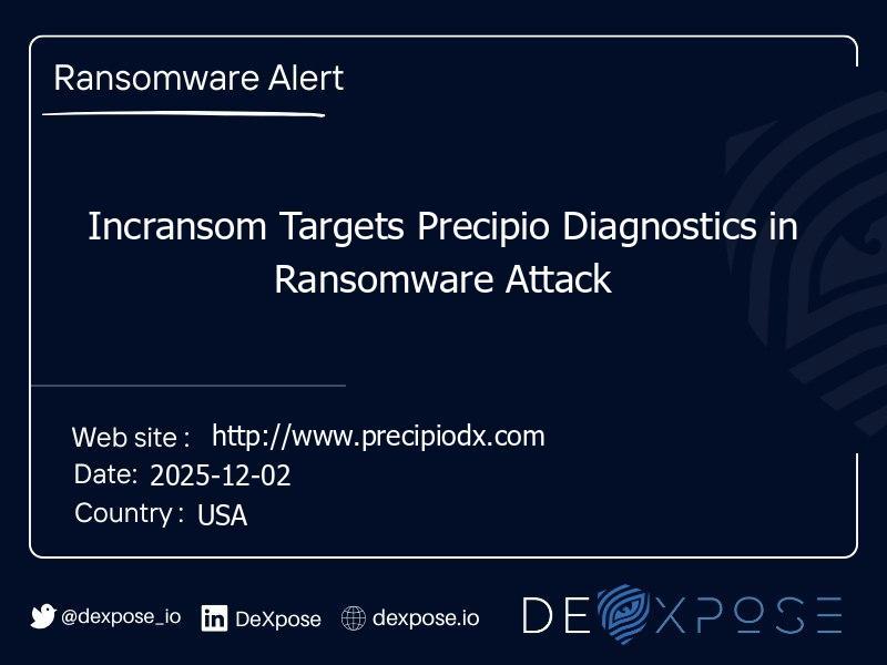 Incransom Targets Precipio Diagnostics in Ransomware Attack
