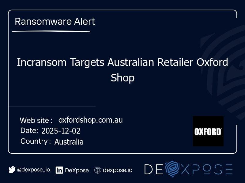 Incransom Targets Australian Retailer Oxford Shop