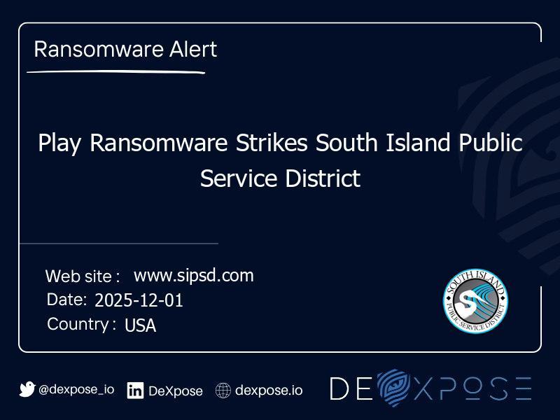 Play Ransomware Strikes South Island Public Service District