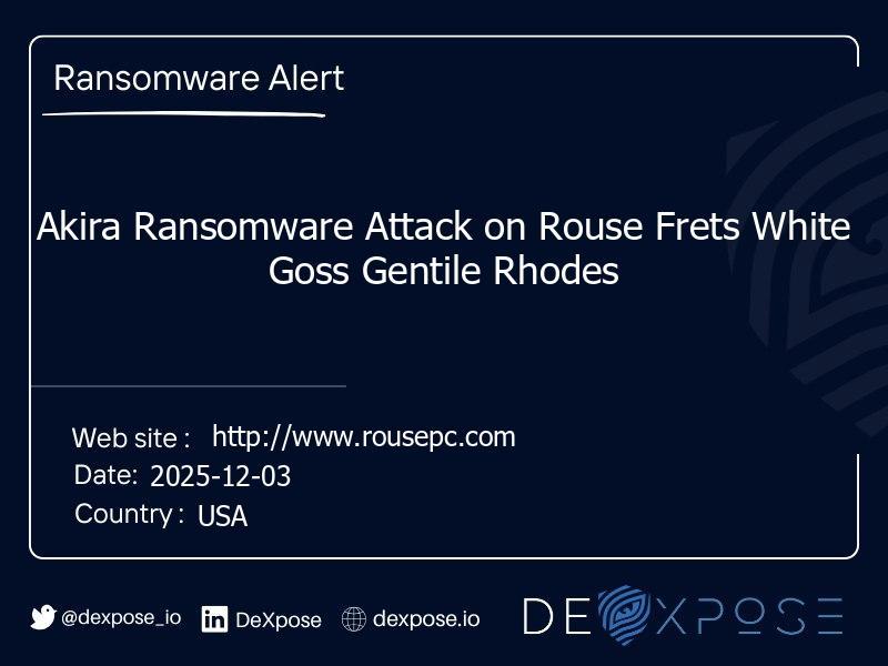 Akira Ransomware Attack on Rouse Frets White Goss Gentile Rhodes