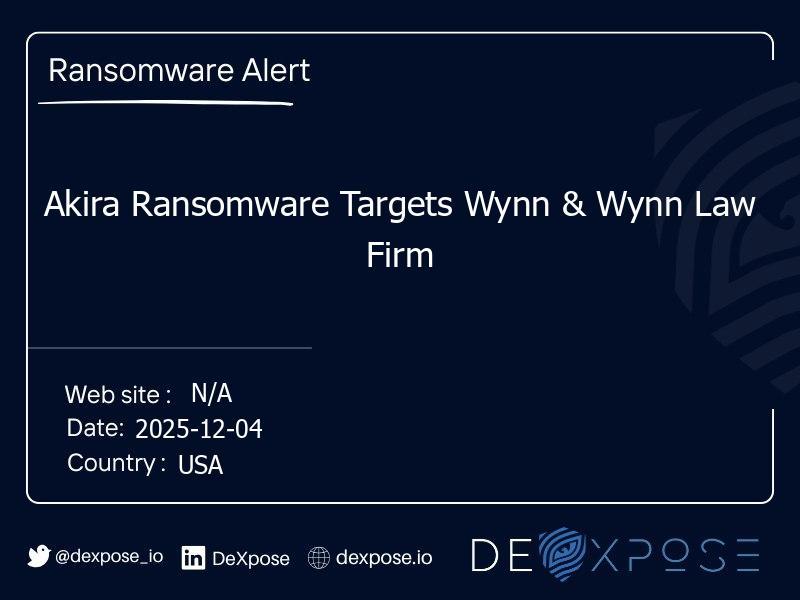 Akira Ransomware Targets Wynn & Wynn Law Firm