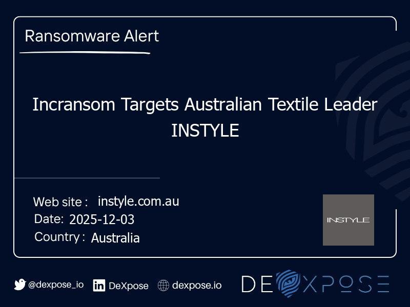 Incransom Targets Australian Textile Leader INSTYLE