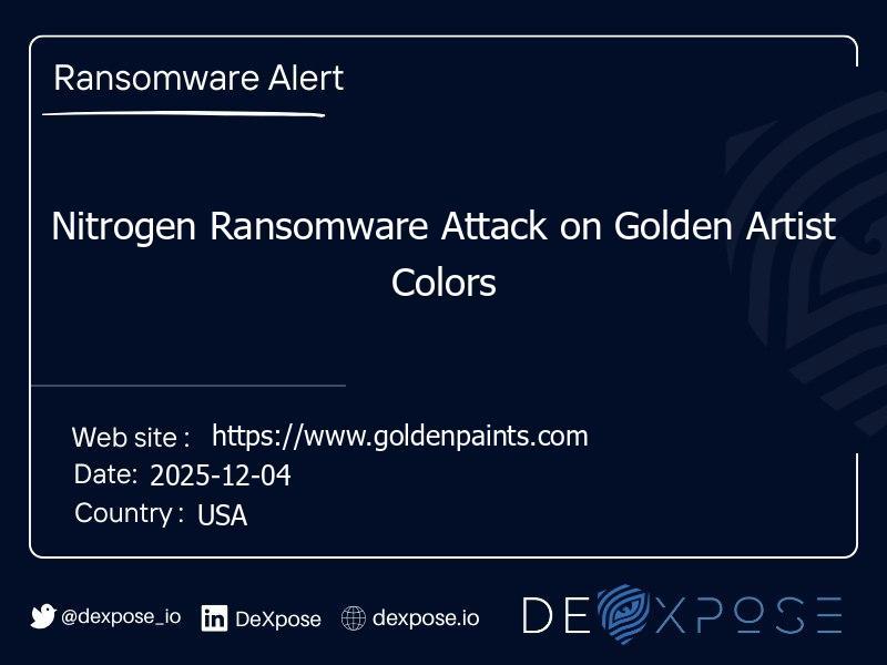 Nitrogen Ransomware Attack on Golden Artist Colors