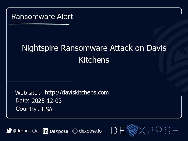 Nightspire Ransomware Attack on Davis Kitchens