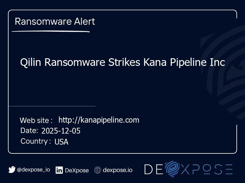 Qilin Ransomware Strikes Kana Pipeline Inc