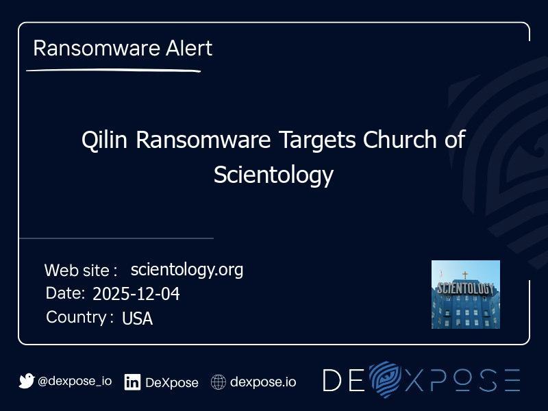 Qilin Ransomware Targets Church of Scientology