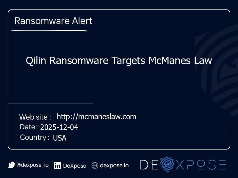 Qilin Ransomware Targets McManes Law