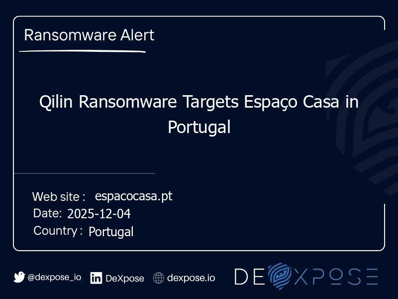 Qilin Ransomware Targets Espaço Casa in Portugal