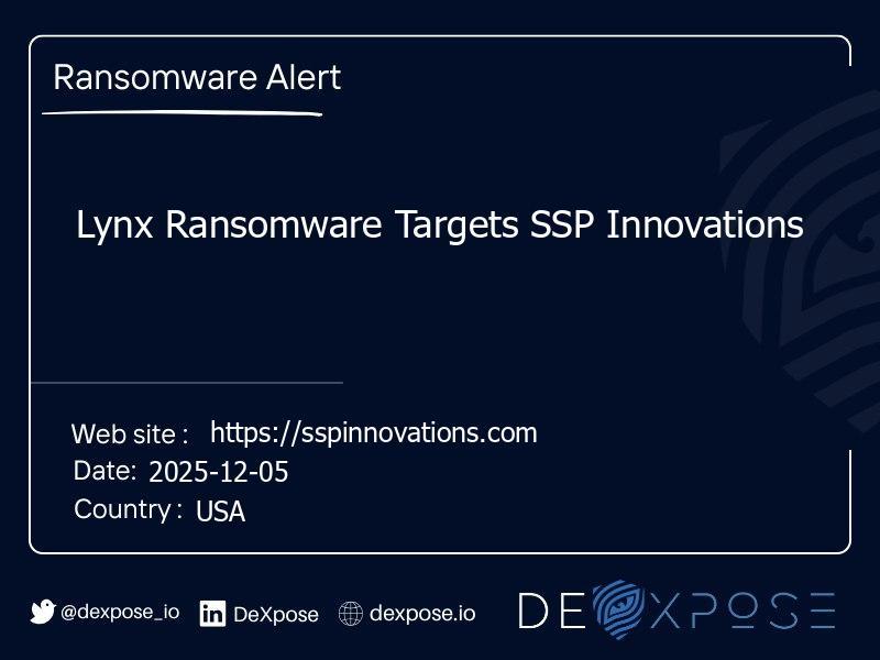 Lynx Ransomware Targets SSP Innovations