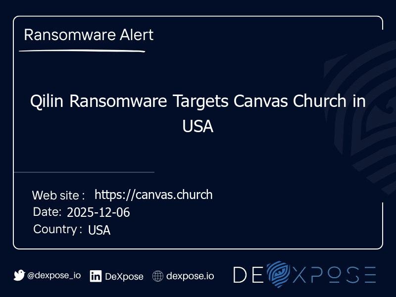 Qilin Ransomware Targets Canvas Church in USA