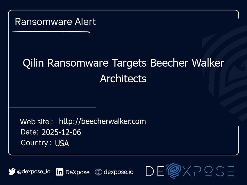 Qilin Ransomware Targets Beecher Walker Architects