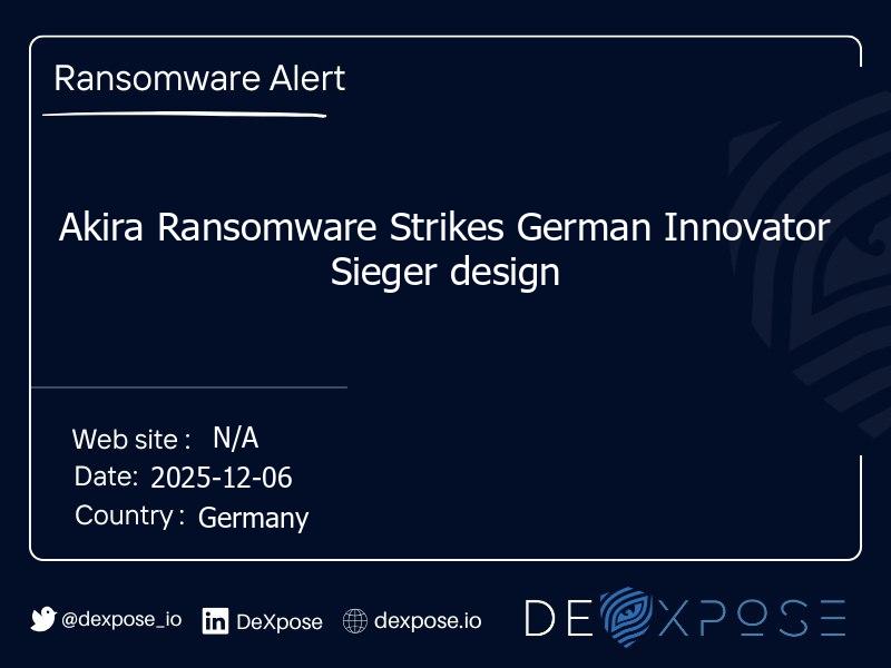 Akira Ransomware Strikes German Innovator Sieger design