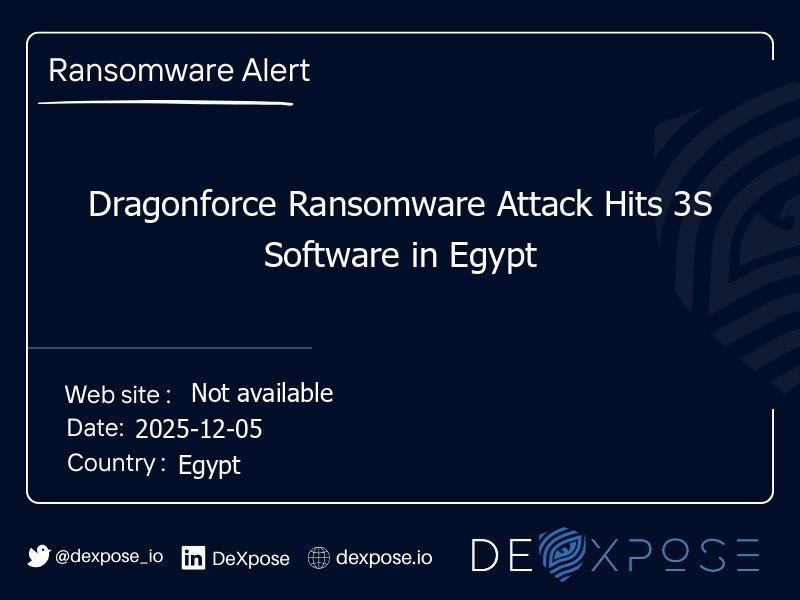 Dragonforce Ransomware Attack Hits 3S Software in Egypt