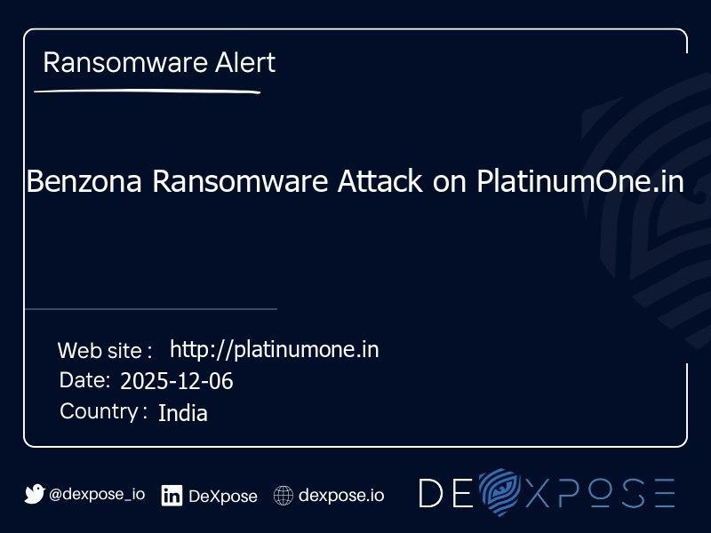 Benzona Ransomware Attack on PlatinumOne.in