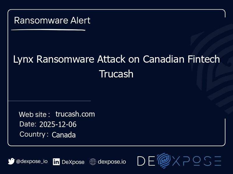 Lynx Ransomware Attack on Canadian Fintech Trucash