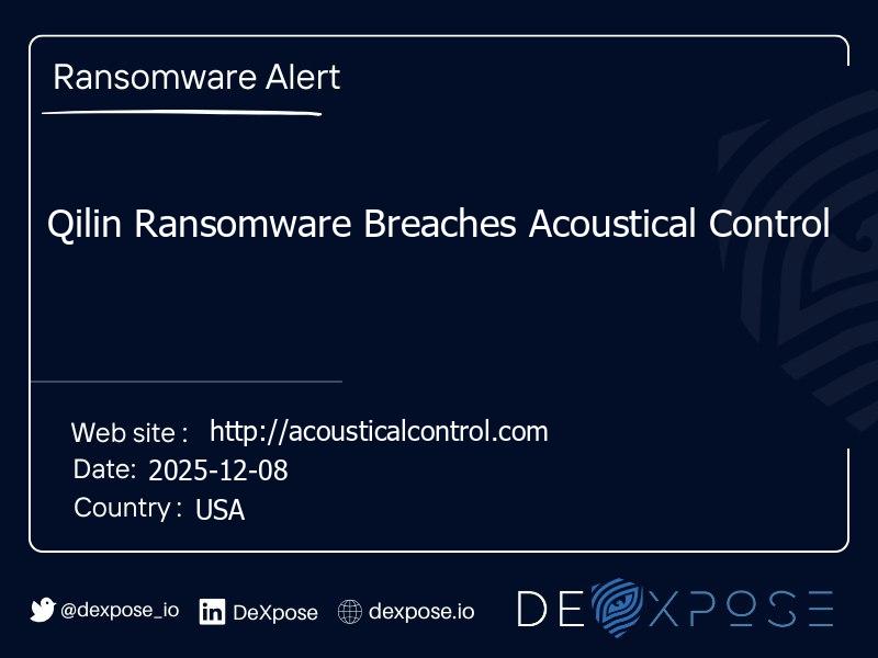 Qilin Ransomware Breaches Acoustical Control