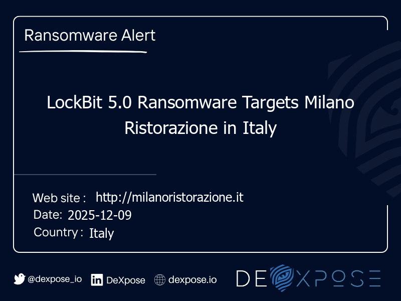 LockBit 5.0 Ransomware Targets Milano Ristorazione in Italy