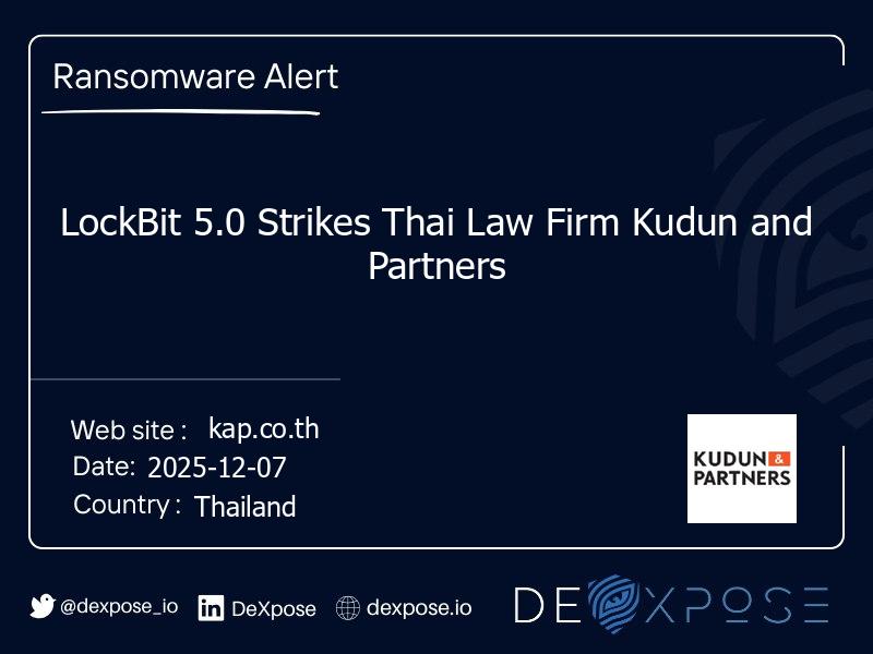 LockBit 5.0 Strikes Thai Law Firm Kudun and Partners