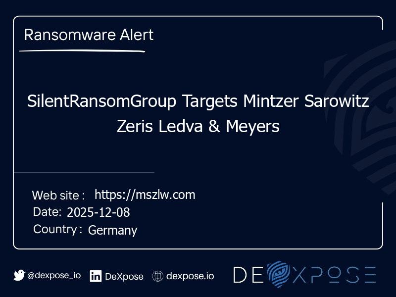 SilentRansomGroup Targets Mintzer Sarowitz Zeris Ledva & Meyers
