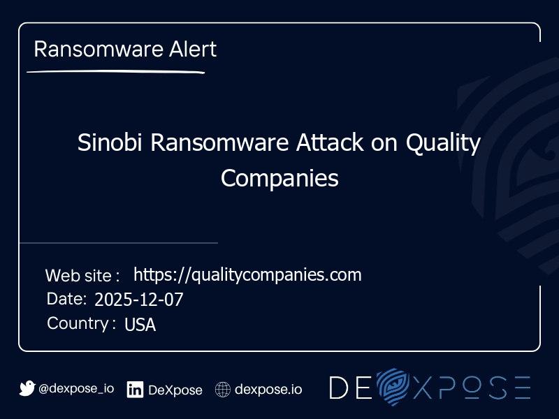 Sinobi Ransomware Attack on Quality Companies