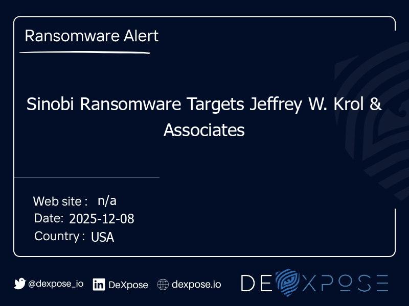 Sinobi Ransomware Targets Jeffrey W. Krol & Associates