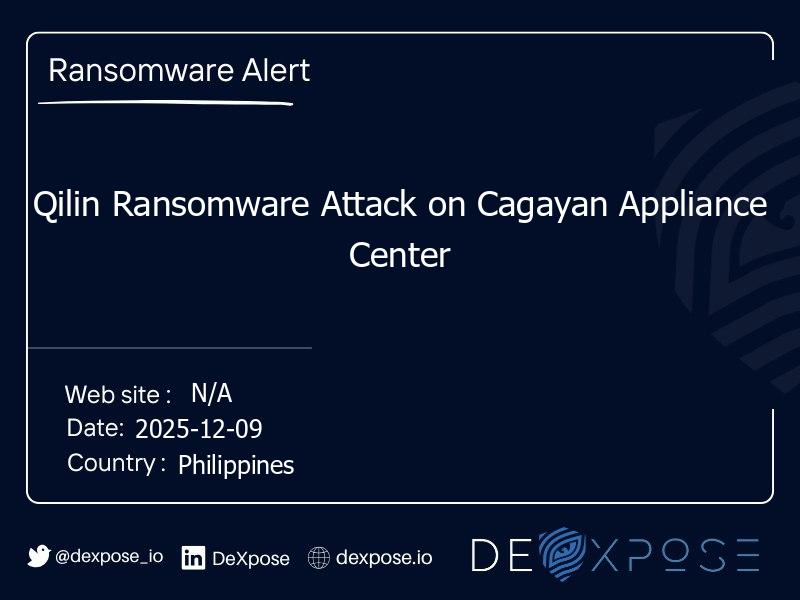 Qilin Ransomware Attack on Cagayan Appliance Center