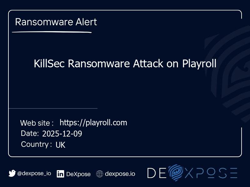 KillSec Ransomware Attack on Playroll