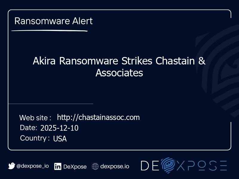 Akira Ransomware Strikes Chastain & Associates