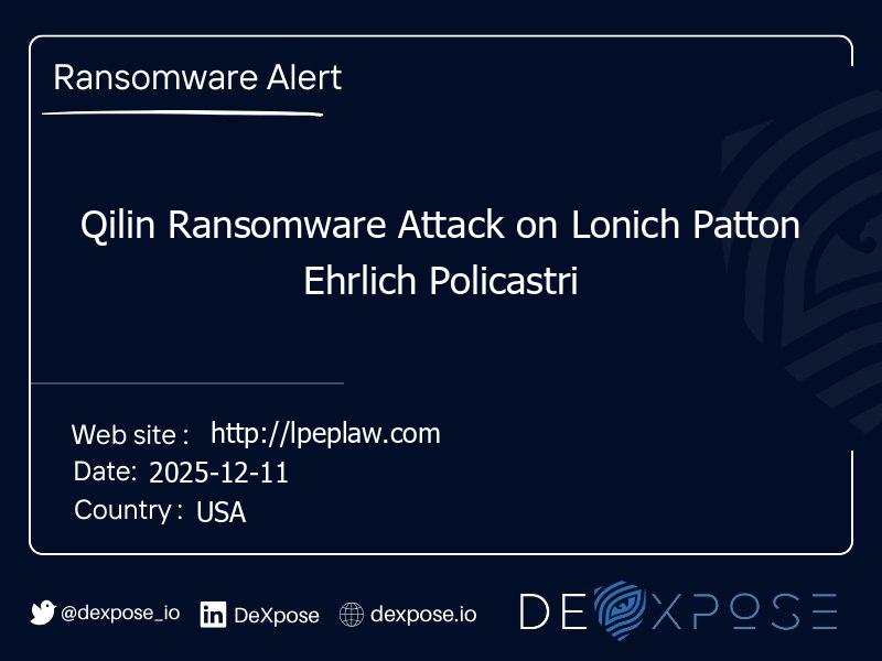 Qilin Ransomware Attack on Lonich Patton Ehrlich Policastri